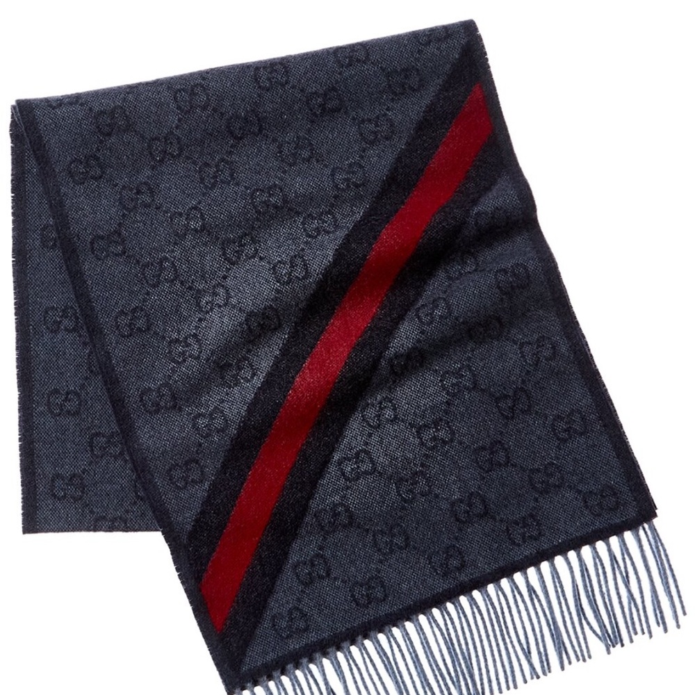 Gucci Dark Blue and Red Men's Scarf - Picture 2 of 2